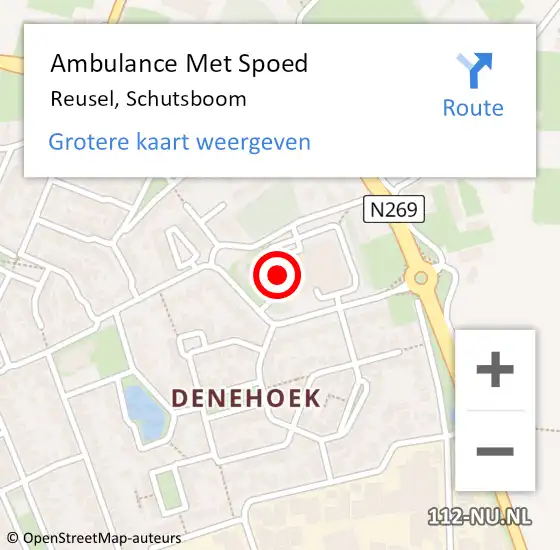 Locatie op kaart van de 112 melding: Ambulance Met Spoed Naar Reusel, Schutsboom op 16 september 2019 15:56
