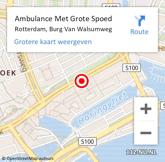 Locatie op kaart van de 112 melding: Ambulance Met Grote Spoed Naar Rotterdam, Burg Van Walsumweg op 16 september 2019 16:25
