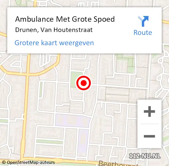 Locatie op kaart van de 112 melding: Ambulance Met Grote Spoed Naar Drunen, Van Houtenstraat op 16 september 2019 16:29