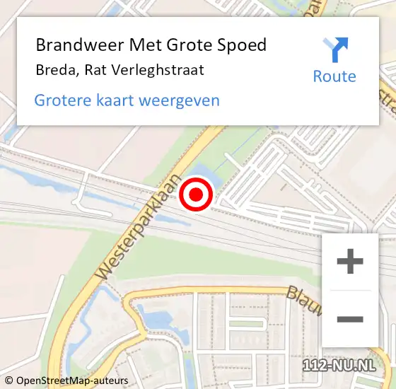 Locatie op kaart van de 112 melding: Brandweer Met Grote Spoed Naar Breda, Rat Verleghstraat op 16 september 2019 17:28