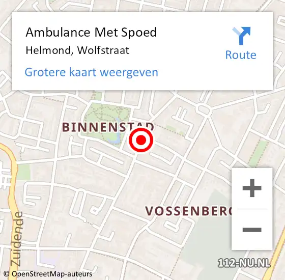 Locatie op kaart van de 112 melding: Ambulance Met Spoed Naar Helmond, Wolfstraat op 16 september 2019 17:40