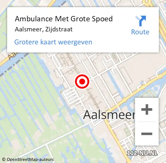 Locatie op kaart van de 112 melding: Ambulance Met Grote Spoed Naar Aalsmeer, Zijdstraat op 16 september 2019 17:59