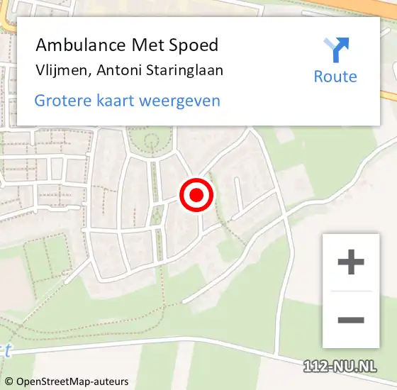 Locatie op kaart van de 112 melding: Ambulance Met Spoed Naar Vlijmen, Antoni Staringlaan op 16 september 2019 19:06