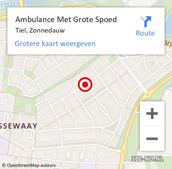 Locatie op kaart van de 112 melding: Ambulance Met Grote Spoed Naar Tiel, Zonnedauw op 16 september 2019 22:42