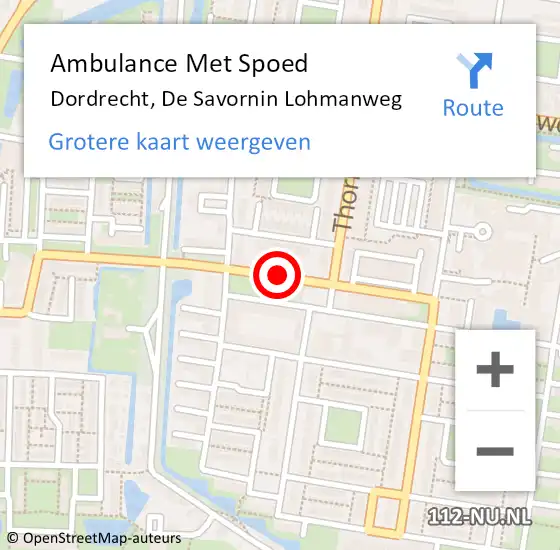 Locatie op kaart van de 112 melding: Ambulance Met Spoed Naar Dordrecht, De Savornin Lohmanweg op 17 september 2019 03:23