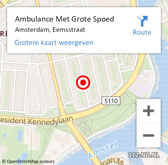 Locatie op kaart van de 112 melding: Ambulance Met Grote Spoed Naar Amsterdam, Eemsstraat op 17 september 2019 03:29