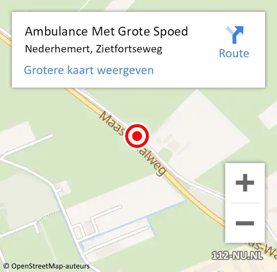 Locatie op kaart van de 112 melding: Ambulance Met Grote Spoed Naar Nederhemert, Zietfortseweg op 17 september 2019 06:28
