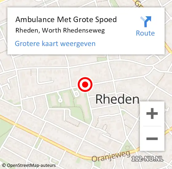 Locatie op kaart van de 112 melding: Ambulance Met Grote Spoed Naar Rheden, Worth Rhedenseweg op 17 september 2019 08:01