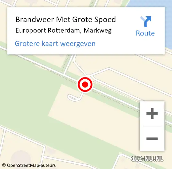 Locatie op kaart van de 112 melding: Brandweer Met Grote Spoed Naar Europoort Rotterdam, Markweg op 17 september 2019 09:04