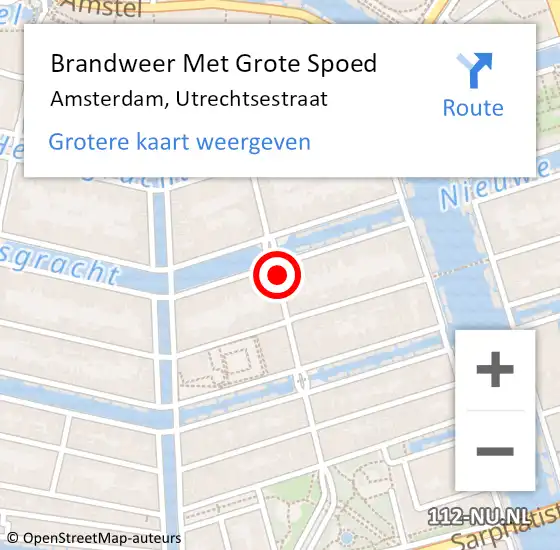 Locatie op kaart van de 112 melding: Brandweer Met Grote Spoed Naar Amsterdam, Utrechtsestraat op 17 september 2019 09:39