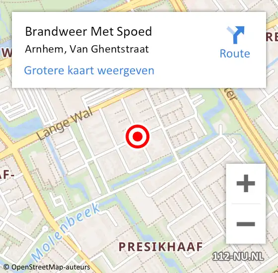 Locatie op kaart van de 112 melding: Brandweer Met Spoed Naar Arnhem, Van Ghentstraat op 17 september 2019 10:56
