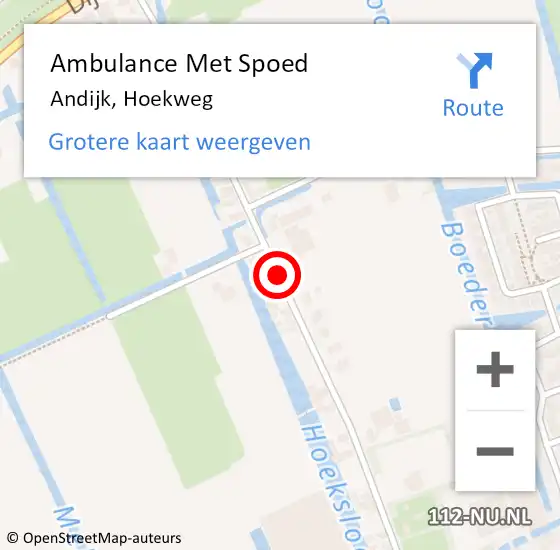 Locatie op kaart van de 112 melding: Ambulance Met Spoed Naar Andijk, Hoekweg op 17 september 2019 11:14