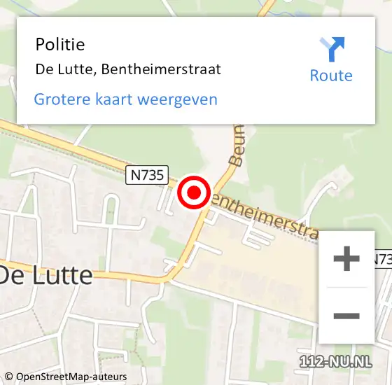 Locatie op kaart van de 112 melding: Politie De Lutte, Bentheimerstraat op 17 september 2019 11:34
