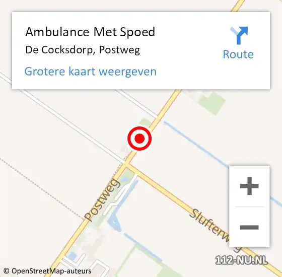 Locatie op kaart van de 112 melding: Ambulance Met Spoed Naar De Cocksdorp, Postweg op 17 september 2019 11:36