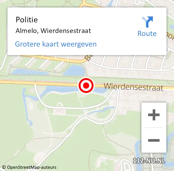 Locatie op kaart van de 112 melding: Politie Almelo, Wierdensestraat op 17 september 2019 11:47