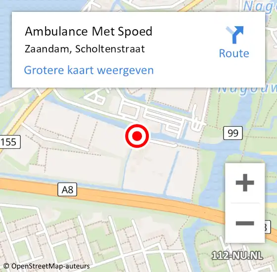 Locatie op kaart van de 112 melding: Ambulance Met Spoed Naar Zaandam, Scholtenstraat op 17 september 2019 12:26