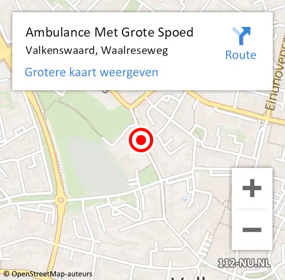 Locatie op kaart van de 112 melding: Ambulance Met Grote Spoed Naar Valkenswaard, Waalreseweg op 17 september 2019 14:02