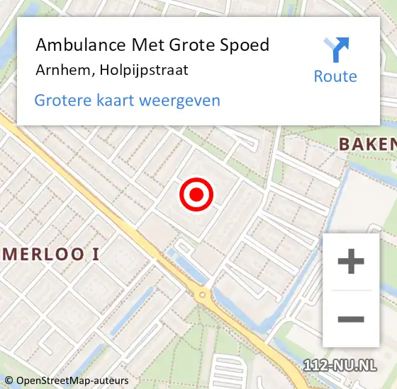 Locatie op kaart van de 112 melding: Ambulance Met Grote Spoed Naar Arnhem, Holpijpstraat op 17 september 2019 15:09