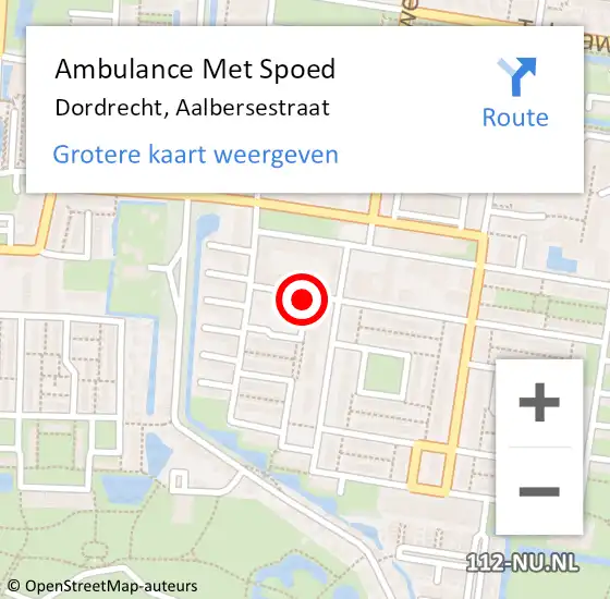 Locatie op kaart van de 112 melding: Ambulance Met Spoed Naar Dordrecht, Aalbersestraat op 17 september 2019 15:11