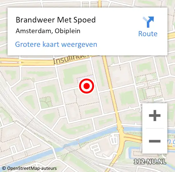 Locatie op kaart van de 112 melding: Brandweer Met Spoed Naar Amsterdam, Obiplein op 17 september 2019 15:18