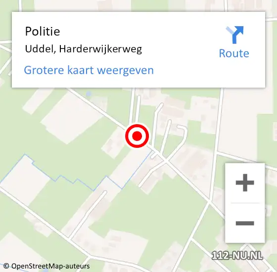 Locatie op kaart van de 112 melding: Politie Uddel, Harderwijkerweg op 17 september 2019 15:19