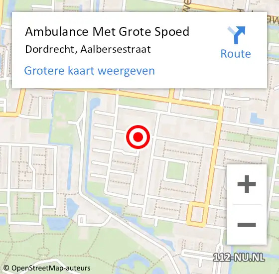 Locatie op kaart van de 112 melding: Ambulance Met Grote Spoed Naar Dordrecht, Aalbersestraat op 17 september 2019 15:24