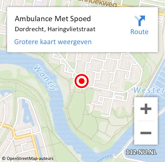 Locatie op kaart van de 112 melding: Ambulance Met Spoed Naar Dordrecht, Haringvlietstraat op 17 september 2019 15:45
