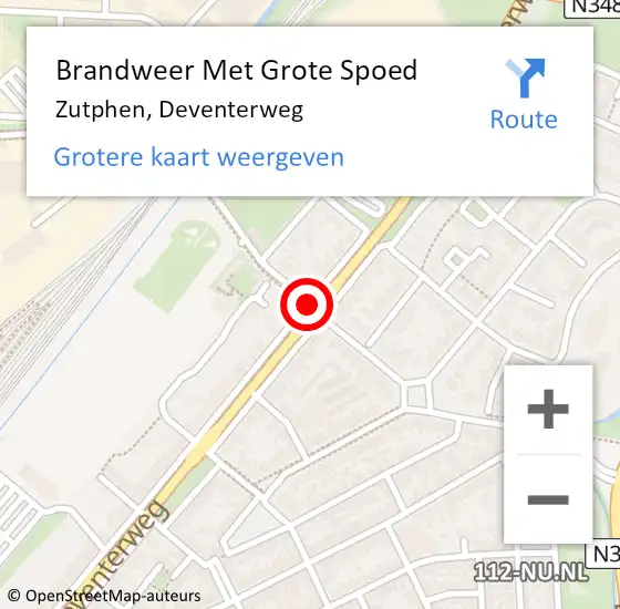 Locatie op kaart van de 112 melding: Brandweer Met Grote Spoed Naar Zutphen, Deventerweg op 17 september 2019 15:49