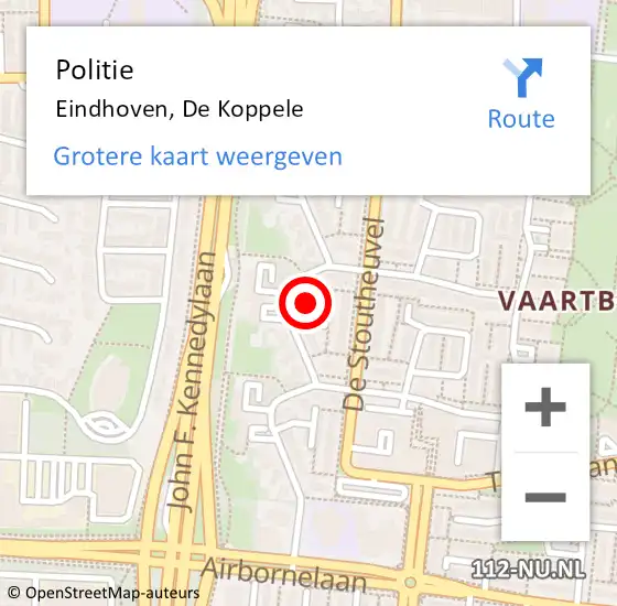 Locatie op kaart van de 112 melding: Politie Eindhoven, De Koppele op 17 september 2019 17:10