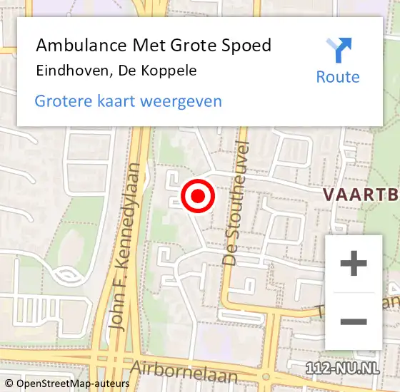 Locatie op kaart van de 112 melding: Ambulance Met Grote Spoed Naar Eindhoven, De Koppele op 17 september 2019 17:10