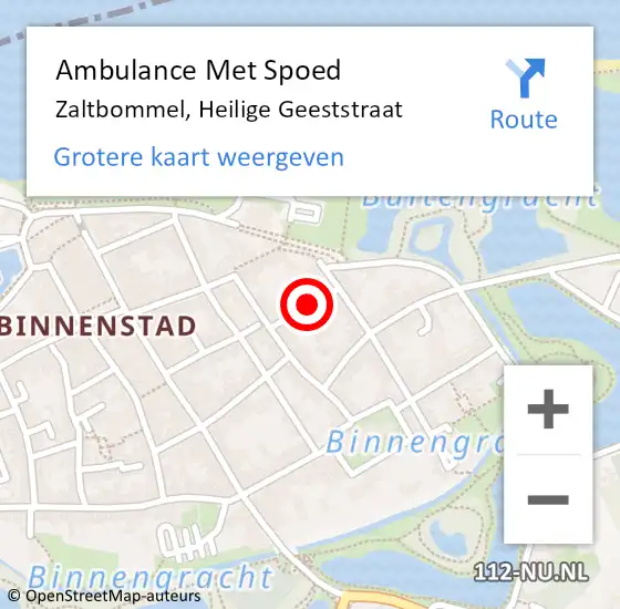 Locatie op kaart van de 112 melding: Ambulance Met Spoed Naar Zaltbommel, Heilige Geeststraat op 17 september 2019 17:17
