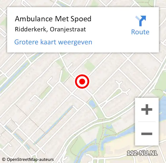 Locatie op kaart van de 112 melding: Ambulance Met Spoed Naar Ridderkerk, Oranjestraat op 17 september 2019 17:41