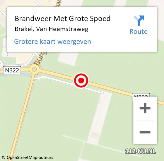 Locatie op kaart van de 112 melding: Brandweer Met Grote Spoed Naar Brakel, Van Heemstraweg op 17 september 2019 17:51