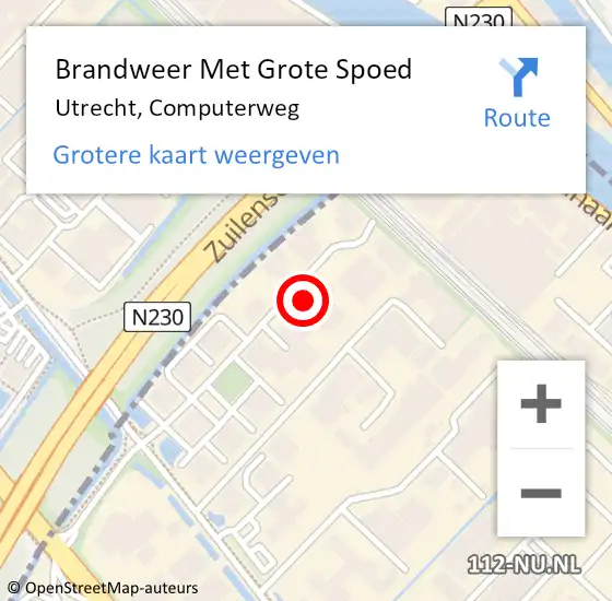 Locatie op kaart van de 112 melding: Brandweer Met Grote Spoed Naar Utrecht, Computerweg op 17 september 2019 18:50