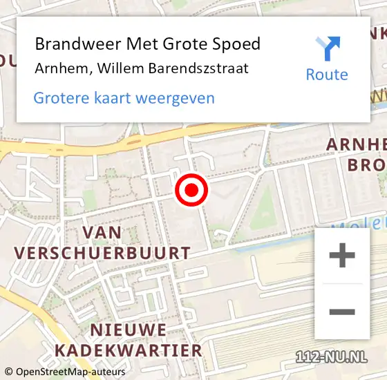 Locatie op kaart van de 112 melding: Brandweer Met Grote Spoed Naar Arnhem, Willem Barendszstraat op 17 september 2019 18:57