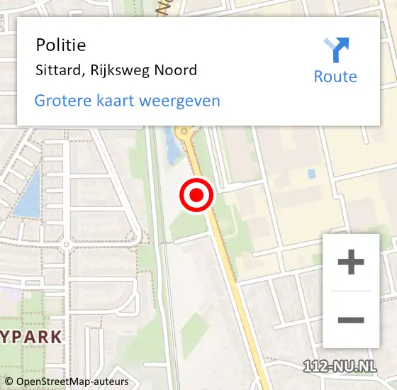 Locatie op kaart van de 112 melding: Politie Sittard, Rijksweg Noord op 17 september 2019 19:00
