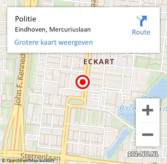 Locatie op kaart van de 112 melding: Politie Eindhoven, Mercuriuslaan op 17 september 2019 19:23