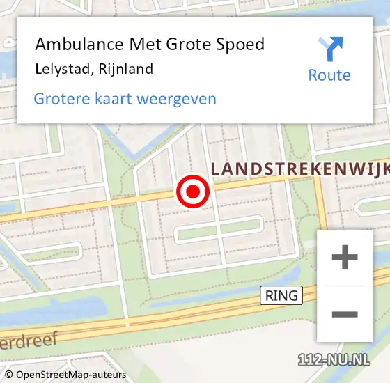 Locatie op kaart van de 112 melding: Ambulance Met Grote Spoed Naar Lelystad, Rijnland op 17 september 2019 19:49