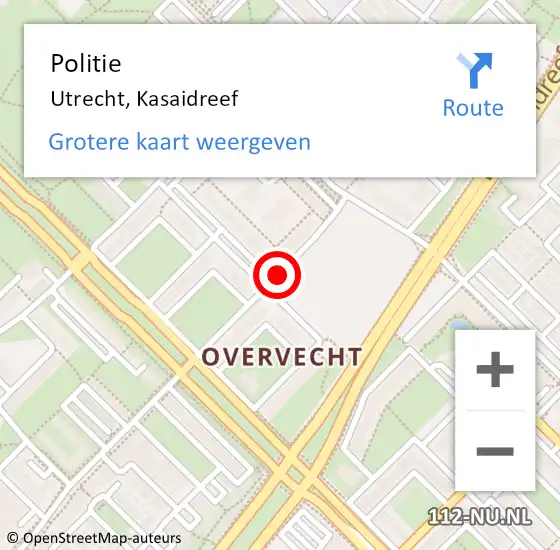 Locatie op kaart van de 112 melding: Politie Utrecht, Kasaidreef op 17 september 2019 19:54