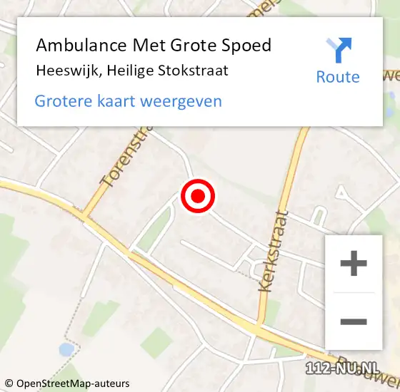 Locatie op kaart van de 112 melding: Ambulance Met Grote Spoed Naar Heeswijk, Heilige Stokstraat op 17 september 2019 20:59