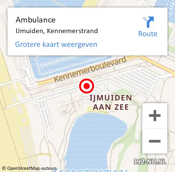 Locatie op kaart van de 112 melding: Ambulance IJmuiden, Kennemerstrand op 17 september 2019 21:39