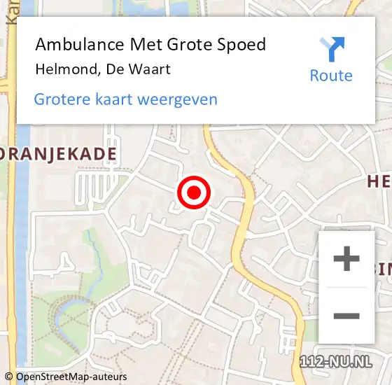 Locatie op kaart van de 112 melding: Ambulance Met Grote Spoed Naar Helmond, De Waart op 17 september 2019 22:08