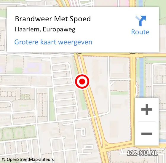 Locatie op kaart van de 112 melding: Brandweer Met Spoed Naar Haarlem, Europaweg op 18 september 2019 01:46