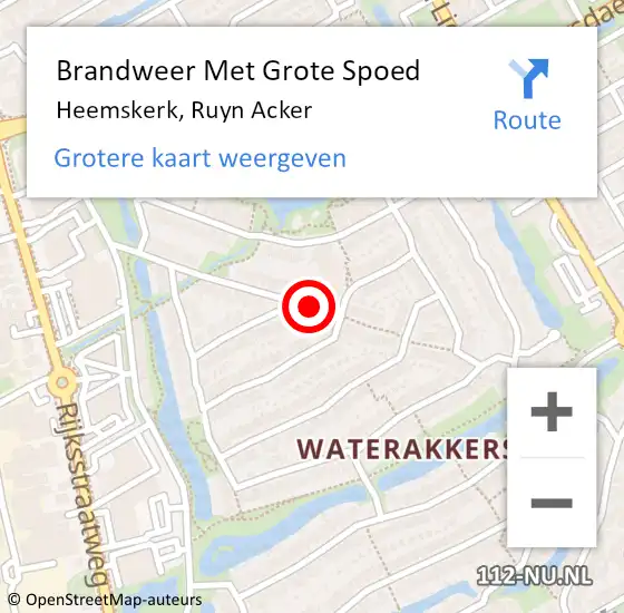 Locatie op kaart van de 112 melding: Brandweer Met Grote Spoed Naar Heemskerk, Ruyn Acker op 18 september 2019 01:48