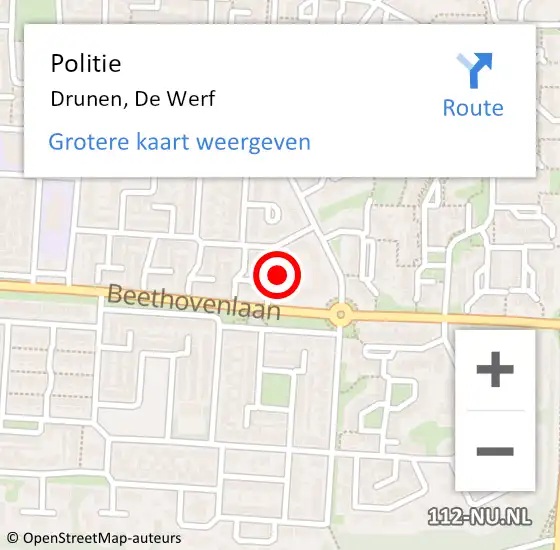 Locatie op kaart van de 112 melding: Politie Drunen, De Werf op 18 september 2019 02:17