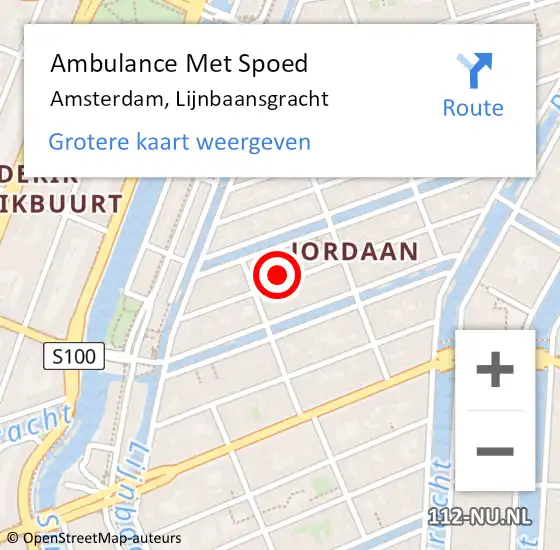 Locatie op kaart van de 112 melding: Ambulance Met Spoed Naar Amsterdam, Lijnbaansgracht op 18 september 2019 03:02