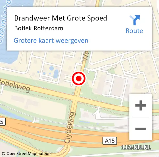 Locatie op kaart van de 112 melding: Brandweer Met Grote Spoed Naar Botlek Rotterdam op 18 september 2019 04:07