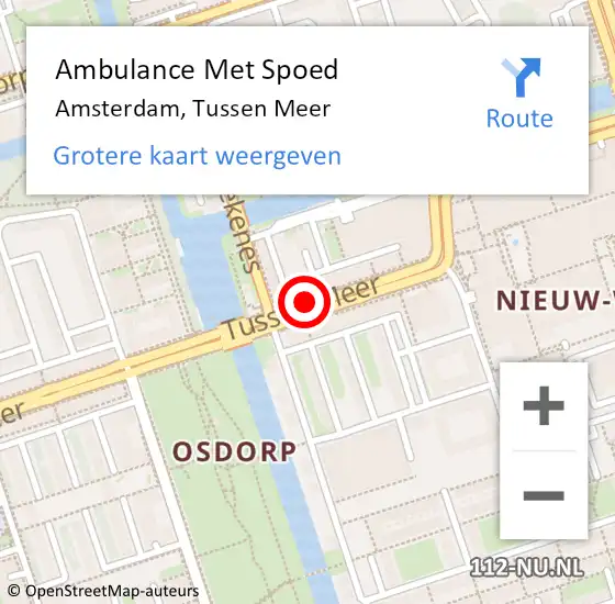 Locatie op kaart van de 112 melding: Ambulance Met Spoed Naar Amsterdam, Tussen Meer op 18 september 2019 04:26