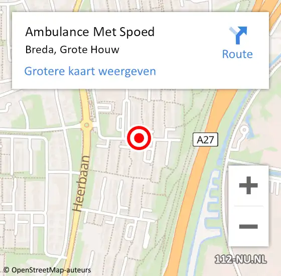 Locatie op kaart van de 112 melding: Ambulance Met Spoed Naar Breda, Grote Houw op 18 september 2019 04:39