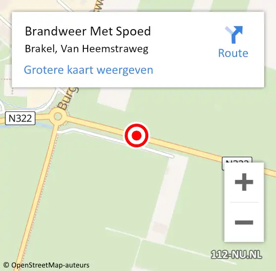 Locatie op kaart van de 112 melding: Brandweer Met Spoed Naar Brakel, Van Heemstraweg op 18 september 2019 04:48